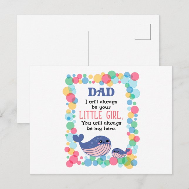 Niedlicher Whale Vater werde ich immer dein kleine Postkarte (Vorne/Hinten)