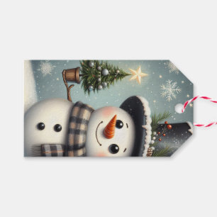 Niedlicher Whimisky Weihnachten/Winterschneemann Geschenkanhänger