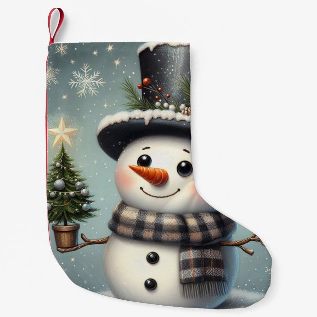 Niedlicher Whimisky Weihnachten/Winterschneemann Kleiner Weihnachtsstrumpf (Vorderseite)