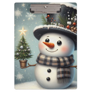 Niedlicher Whimisky Weihnachten/Winterschneemann Klemmbrett