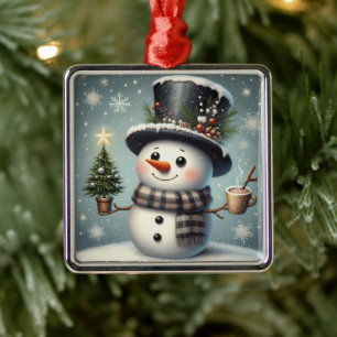 Niedlicher Whimisky Weihnachten/Winterschneemann Ornament Aus Metall