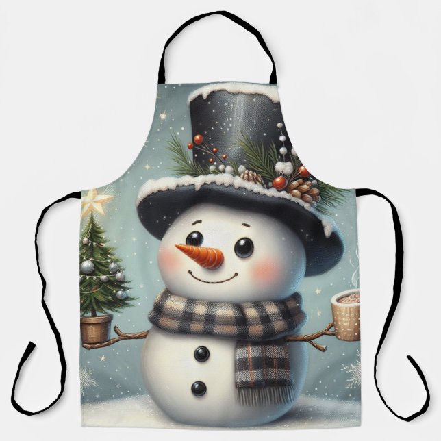 Niedlicher Whimisky Weihnachten/Winterschneemann Schürze (Vorderseite)