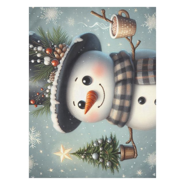 Niedlicher Whimisky Weihnachten/Winterschneemann Tischdecke (Vorderseite)