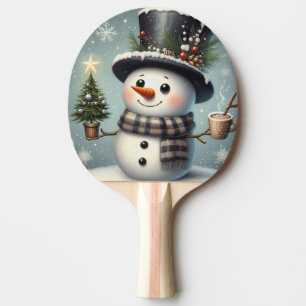 Niedlicher Whimisky Weihnachten/Winterschneemann Tischtennis Schläger