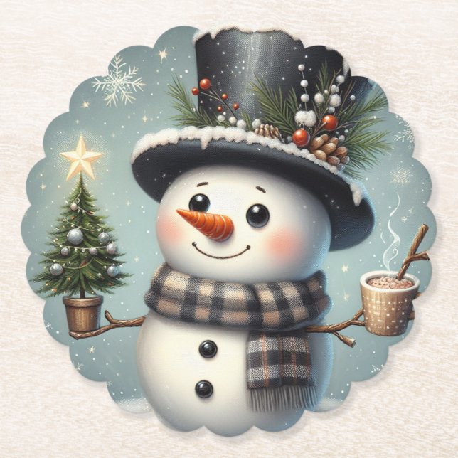 Niedlicher Whimisky Weihnachten/Winterschneemann Untersetzer (Vorderseite)