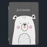 Niedlicher Whimsical Bear Illustration Individuell iPad Pro Cover<br><div class="desc">Dieses niedliche und farbenfrohe iPad Gehäuse zeigt eine skurrile Abbildung eines hübschen schwarz-weißen Bären. Personalisieren Sie es mit Ihrem Namen in einem Retro-Schriftart. Tolle Geschenkidee!</div>