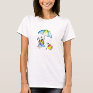 Niedlicher Whimsical Bird am Strand T-Shirt