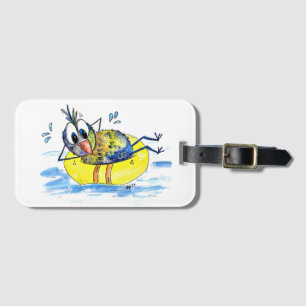 Niedlicher Whimsical Bird auf Floß Gepäckanhänger