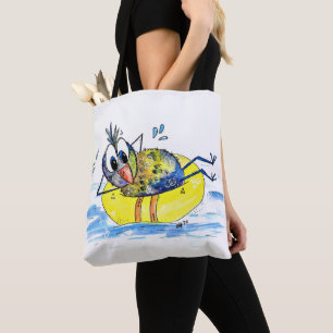Niedlicher Whimsical Bird auf Floß Tasche