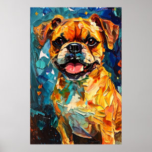 Niedlicher Whimsical Boxer Welpe Poster