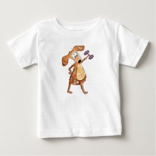 Niedlicher Whimsical Brown Hund Heften Baby T-shirt