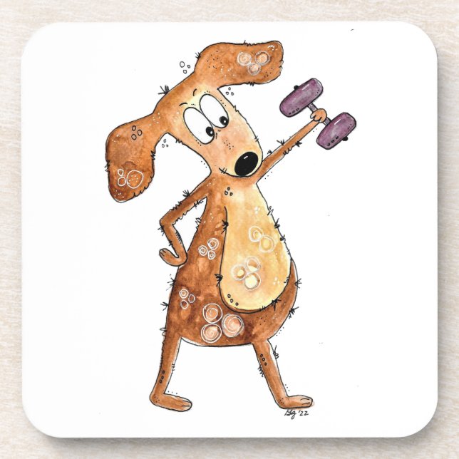 Niedlicher Whimsical Brown Hund Heften Getränkeuntersetzer (Vorderseite)