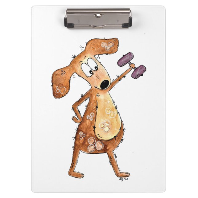 Niedlicher Whimsical Brown Hund Heften Klemmbrett (Vorderseite)