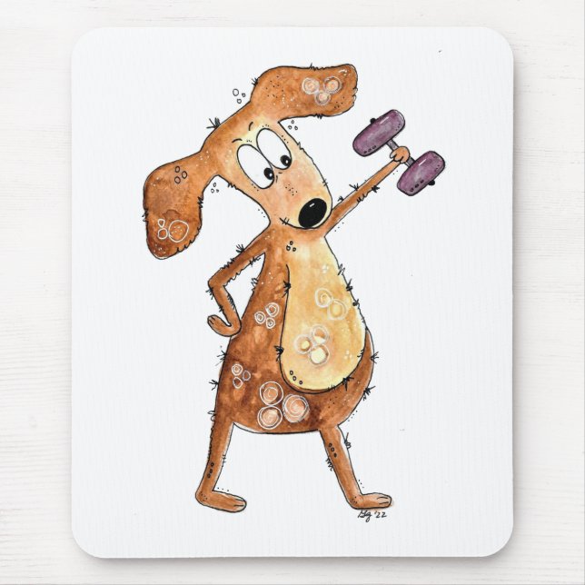 Niedlicher Whimsical Brown Hund Heften Mousepad (Vorne)