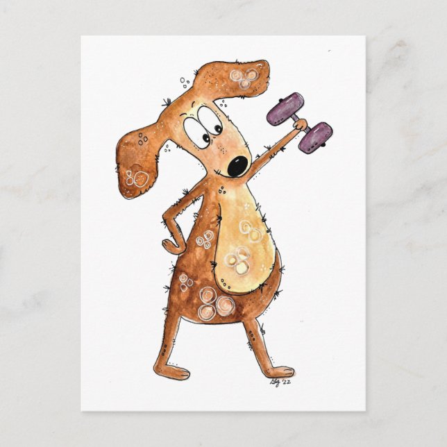 Niedlicher Whimsical Brown Hund Heften Postkarte (Vorderseite)