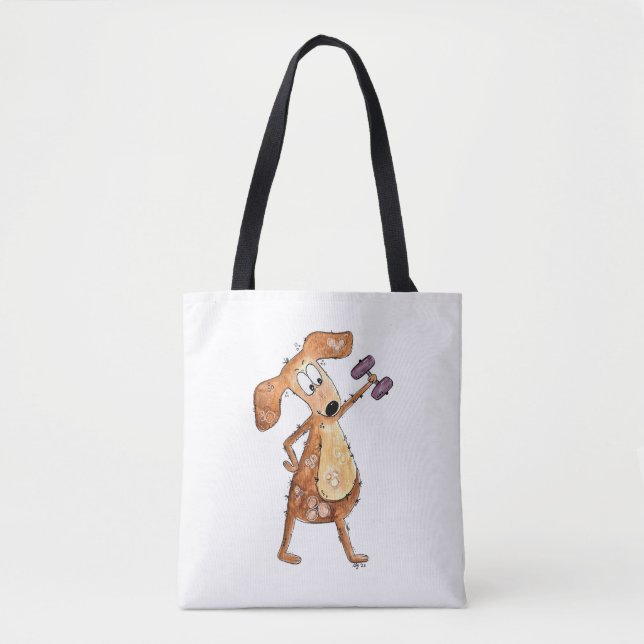 Niedlicher Whimsical Brown Hund Heften Tasche (Vorderseite)