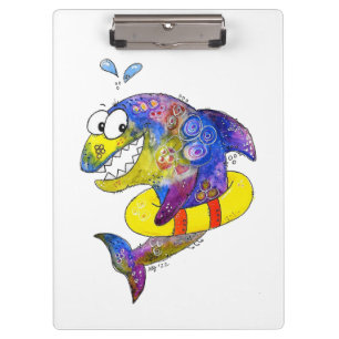 Niedlicher Whimsical Colorful Shark in Floor Klemmbrett