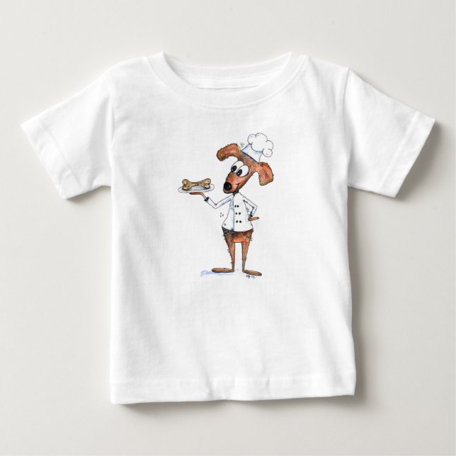 Niedlicher Whimsical Dog Koch Baby T-shirt (Vorderseite)