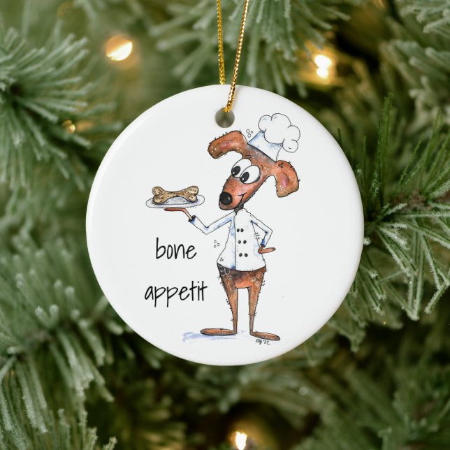 Niedlicher Whimsical Dog Koch Keramik Ornament (Baum)