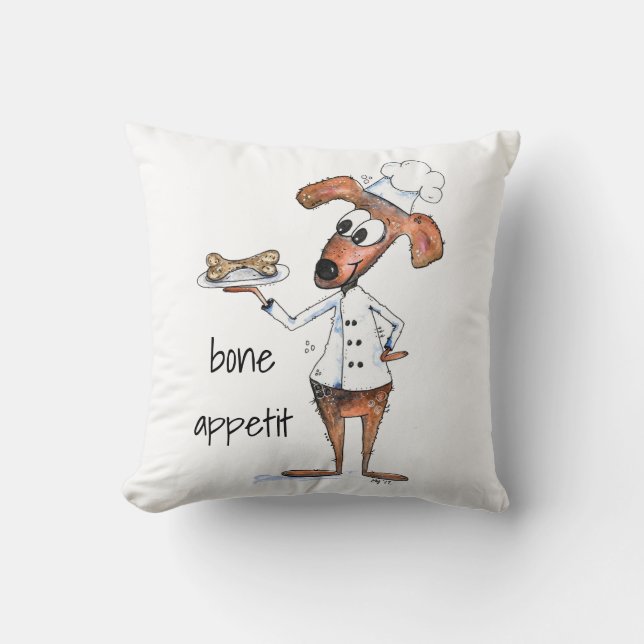 Niedlicher Whimsical Dog Koch Kissen (Vorderseite)