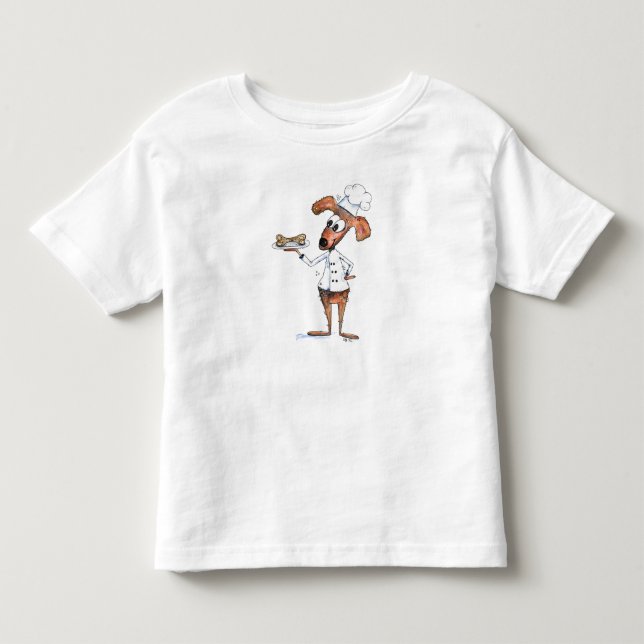 Niedlicher Whimsical Dog Koch Kleinkind T-shirt (Vorderseite)