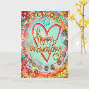 Niedlicher Whimsical Floral Happy Jubiläum Karte