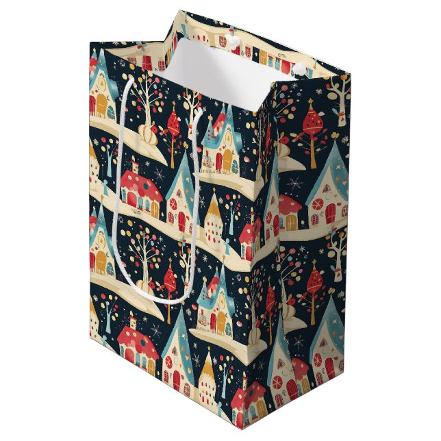 Niedlicher Whimsical Fun & Festivals Mittlere Geschenktüte (Vorderseite Schrägansicht)