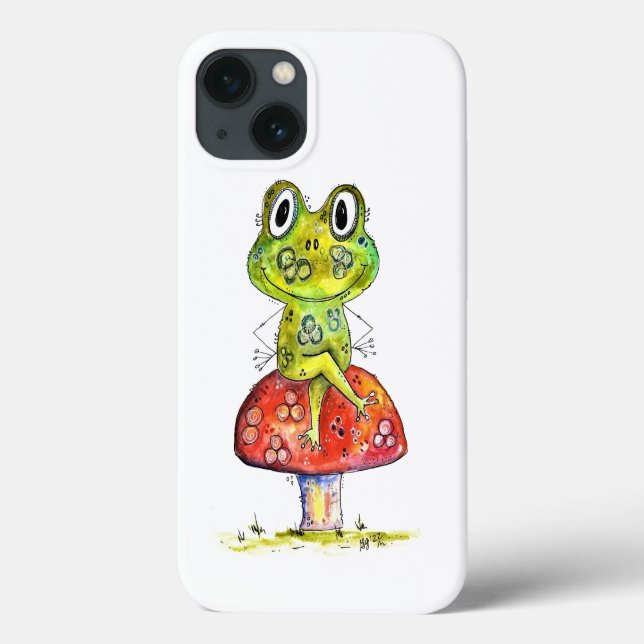 Niedlicher Whimsical Green Frosch auf Toadstool Case-Mate iPhone Hülle (Rückseite)