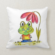 Niedlicher Whimsical Green Frosch unter einer rote