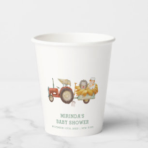 Niedlicher Whimsical Igel Farm Traktor Babydusche Pappbecher