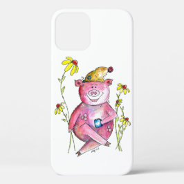 Niedlicher Whimsical Pig Drink Kaffee Case-Mate iPhone Hülle