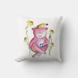 Niedlicher Whimsical Pig Drink Kaffee Kissen