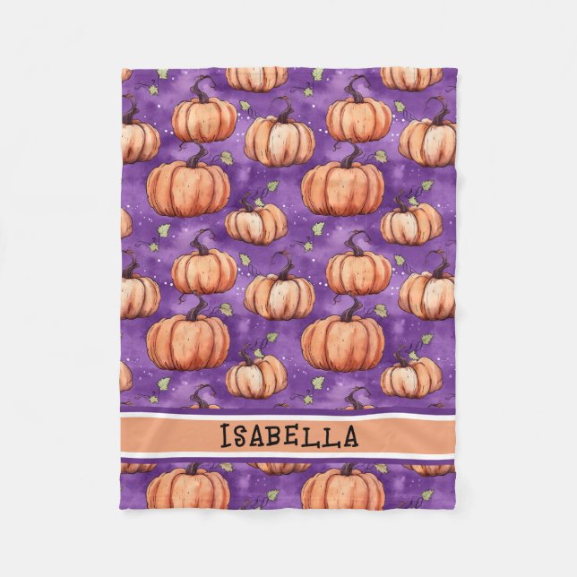Niedlicher Whimsical Pumpkin Name Fleece Blanket (Vorderseite)