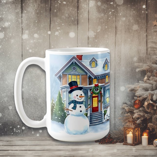 Niedlicher Whimsical Snowman in der Weihnachtsfeie Kaffeetasse (Von Creator hochgeladen)