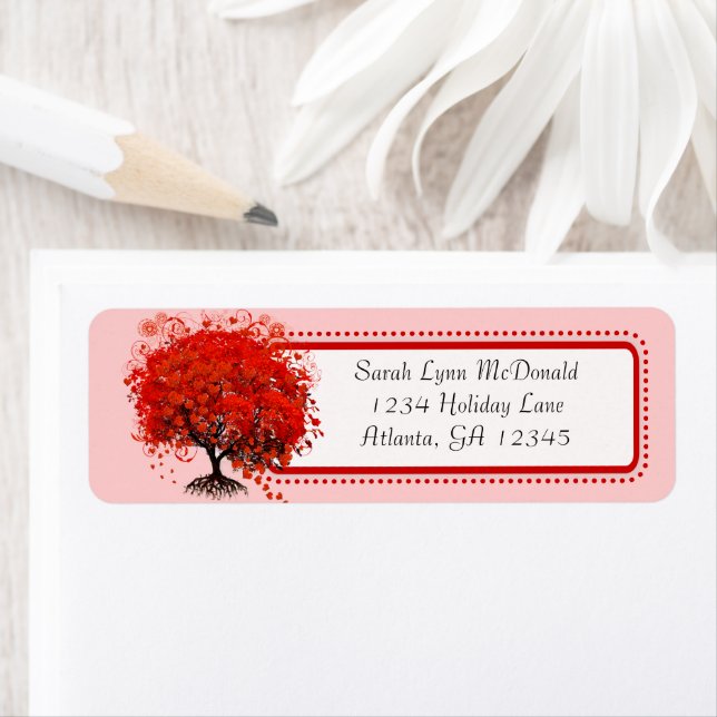 Niedlicher Whimsical Swirt Herzbaum Rot & Rosa (Insitu)