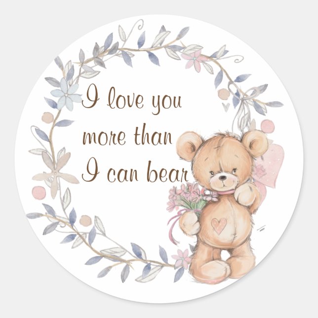 Niedlicher Whimsical Teddy Bär Runder Aufkleber (Vorderseite)