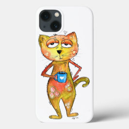 Niedlicher Whimsical Tired Cat Drink Kaffee Case-Mate iPhone Hülle
