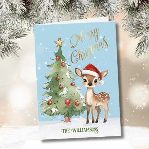 Niedlicher Whimsical Watercolor Rentier Weihnachts Feiertagskarte