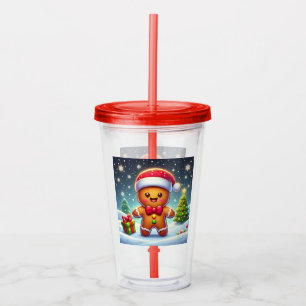 Niedlicher Whimsical Weihnachten/Winter Lebkuchen Acryltrinkbecher