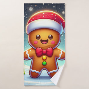 Niedlicher Whimsical Weihnachten/Winter Lebkuchen  Badehandtuch
