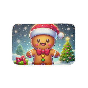 Niedlicher Whimsical Weihnachten/Winter Lebkuchen  Badematte