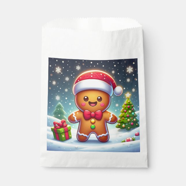 Niedlicher Whimsical Weihnachten/Winter Lebkuchen  Geschenktütchen (Vorderseite)