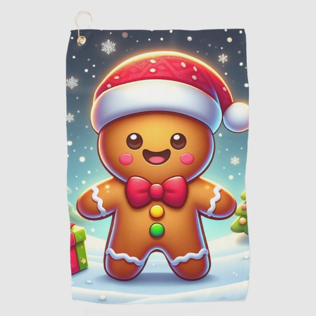 Niedlicher Whimsical Weihnachten/Winter Lebkuchen  Golfhandtuch (Vorderseite)