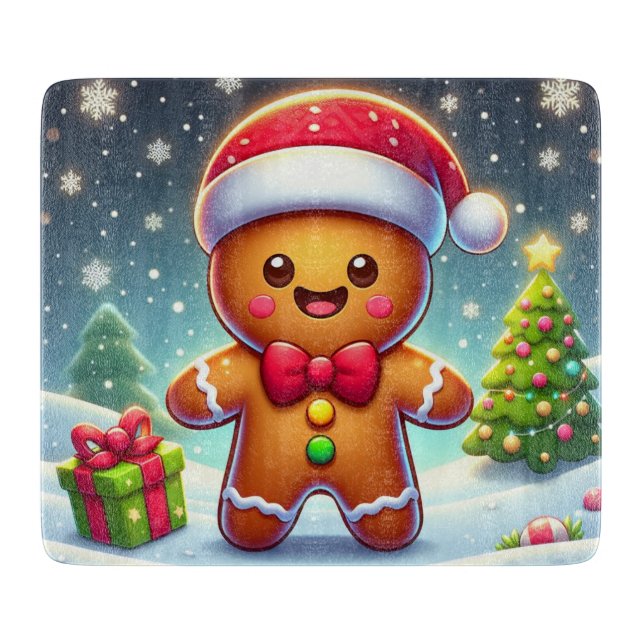 Niedlicher Whimsical Weihnachten/Winter Lebkuchen  Schneidebrett (Vorderseite)