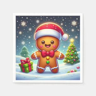 Niedlicher Whimsical Weihnachten/Winter Lebkuchen  Serviette