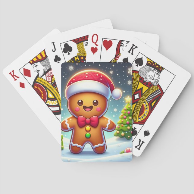 Niedlicher Whimsical Weihnachten/Winter Lebkuchen  Spielkarten (Rückseite)