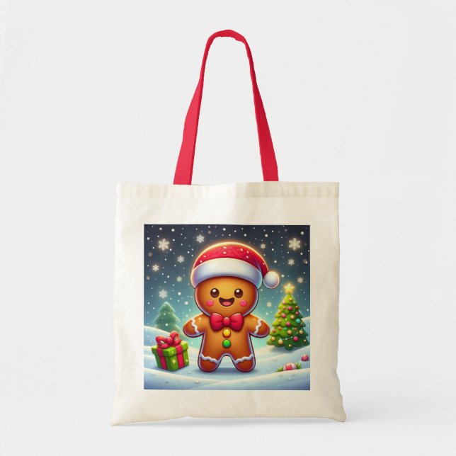 Niedlicher Whimsical Weihnachten/Winter Lebkuchen  Tragetasche (Vorne)