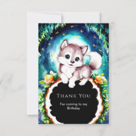 Niedlicher Whimsical Woodland Wolf Geburtstag Dankeskarte