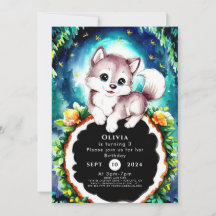 Niedlicher Whimsical Woodland Wolf Geburtstag