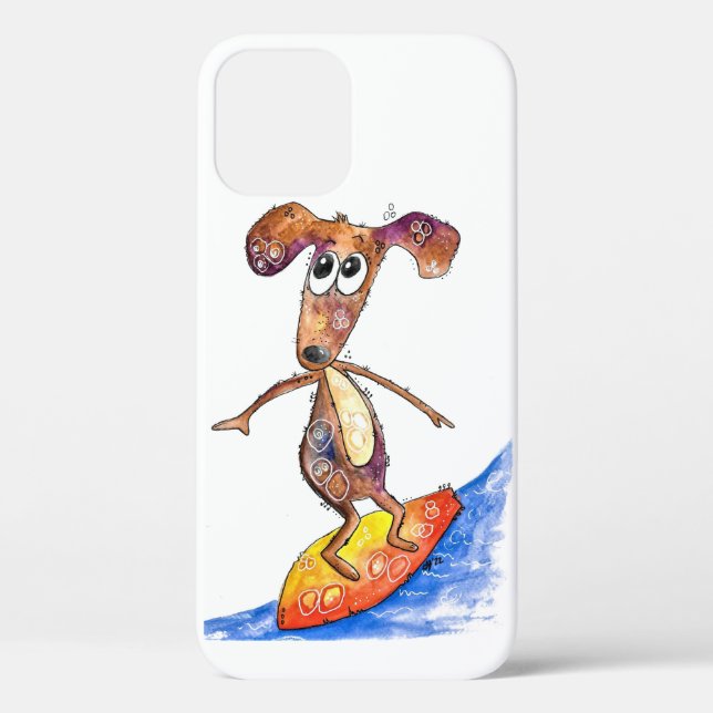 Niedlicher Whimsikaler Hund auf der Surfboard Case-Mate iPhone Hülle (Rückseite)